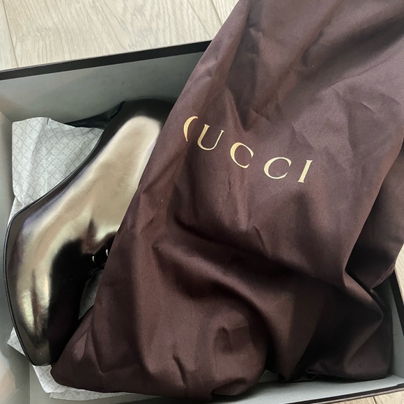 Gucci Leather lace up boots, Metallic and Silver, included box size 8 or IT 38 - Picture 8 of 10
